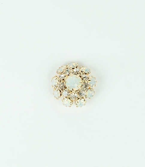 Multi Diamante Coloured Cluster Button White/Gold x5 - Click Image to Close